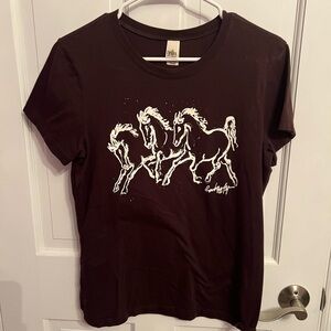 Dark Brown T-Shirt horse X-Large